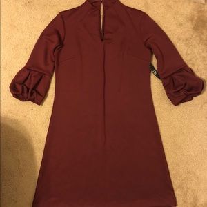 TALL Maroon Dress bubble sleeves size Large Tall